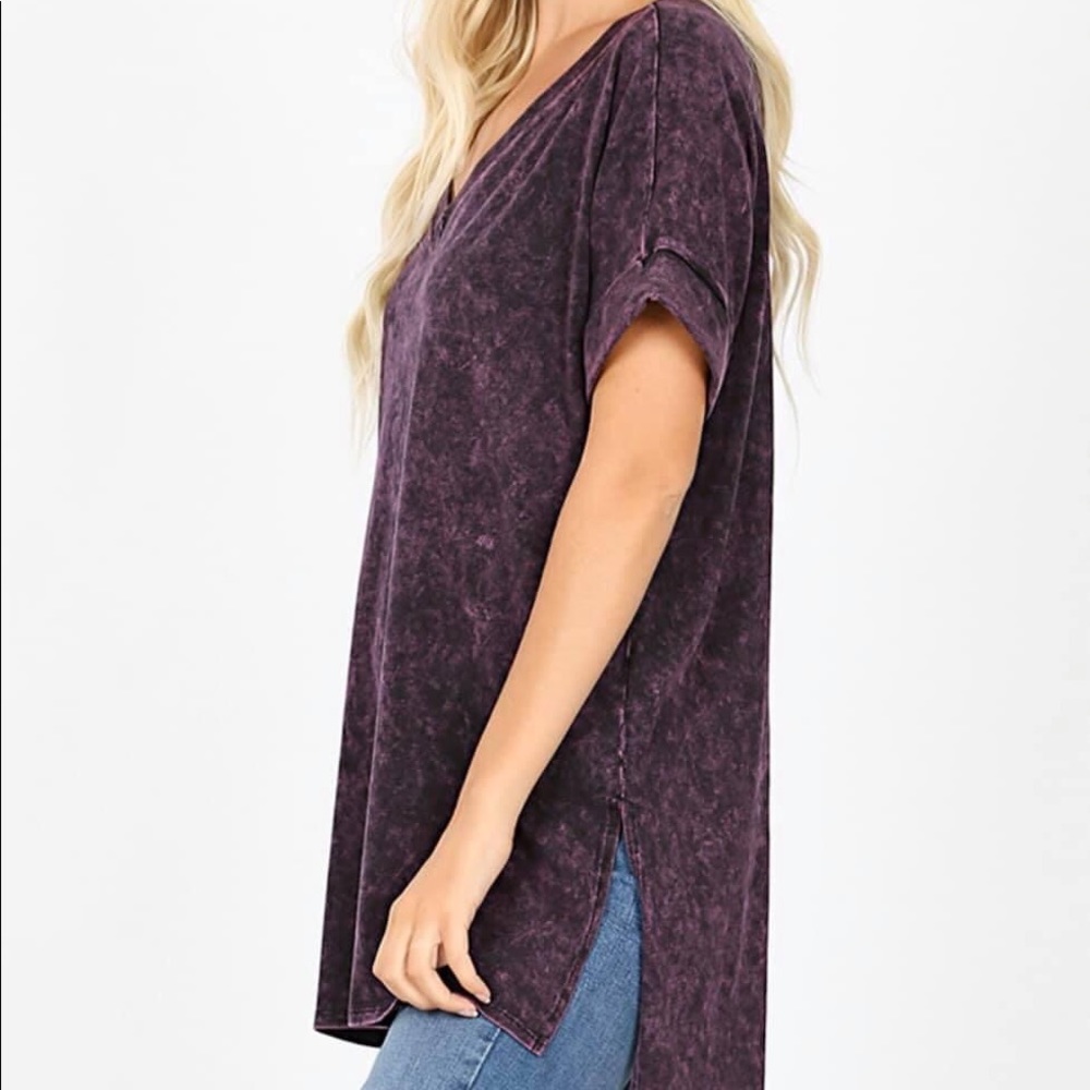 Acid wash Top- Blackberry